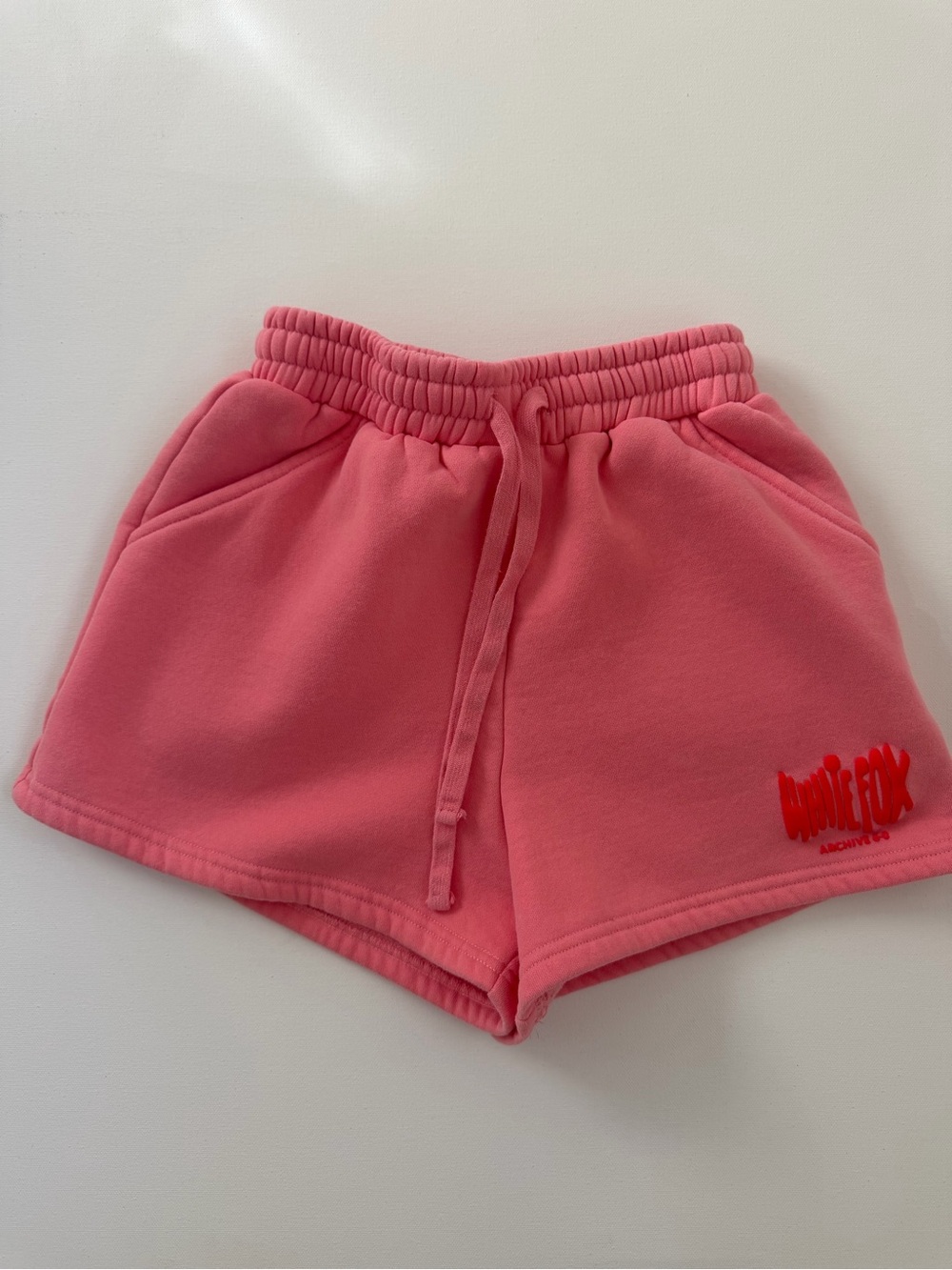 White Fox Boutique Coral Pink Knit Drawstring Athletic Shorts - Ladies Size XXS